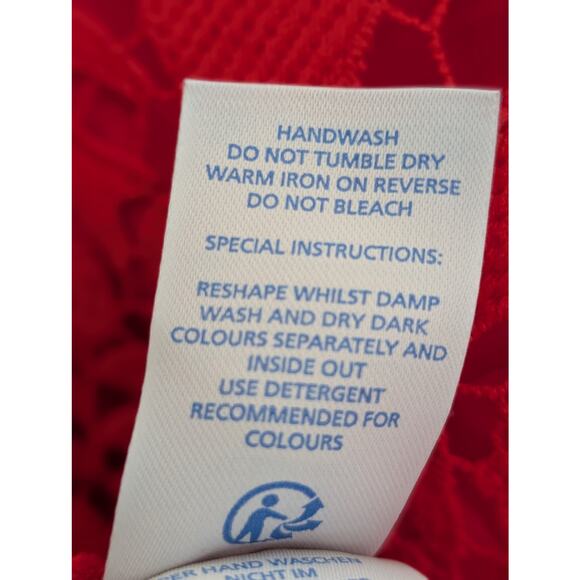 Boden Brittany Lace Top Red Size 10 Short Sleeve Scalloped Hem Elegant Blouse - Picture 10 of 10